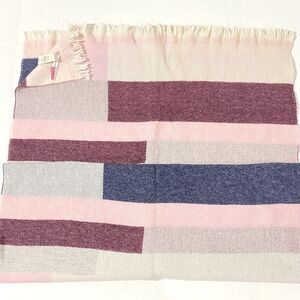 NEW Talbots 72x28 Wrap Scarf ITALY Wool Blend PINK Burgundy GRAY Pattern FRINGE